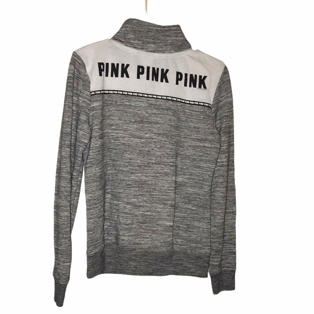 Vs Pink Gray And White Quarter Zip Sweatshirt